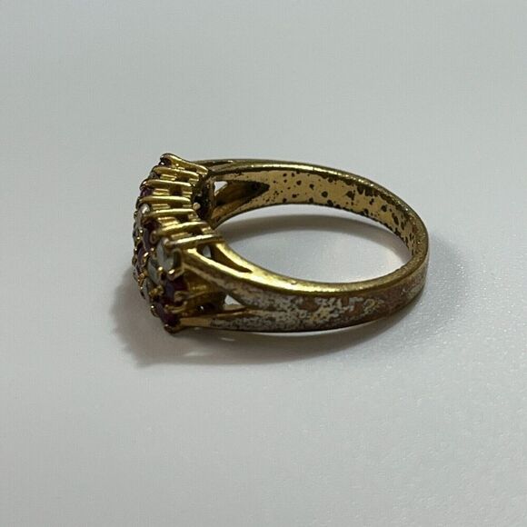 Vintage Estate Ruby Ring Size 7.5 18K Gold Plated Signed GRK Flaws - Picture 8 of 16